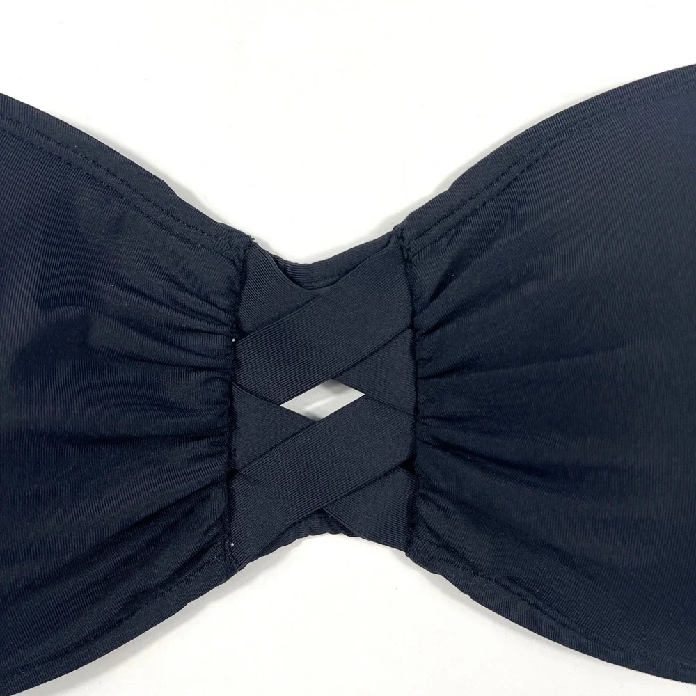 Bleu Rod Beattie Black Bandeau Bikini Top Removable Strap Size 10 NWT $81‎